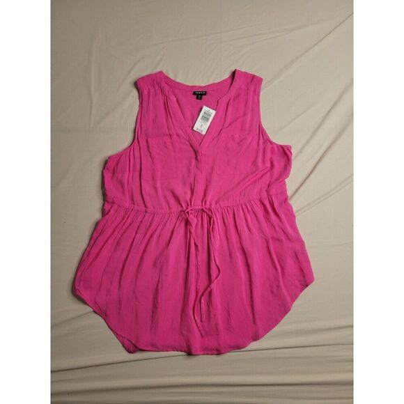 Women's Size 00 Large 10 Torrid Sleeveless Long Hot Pink Tank Cover Up Rayon New - Picture 2 of 6